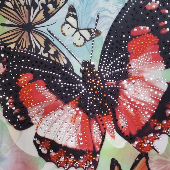 Y2K Jostar Butterfly Embellished Tunic Top Size M Shark Bite Fairy 90s Colorful - Picture 4 of 15